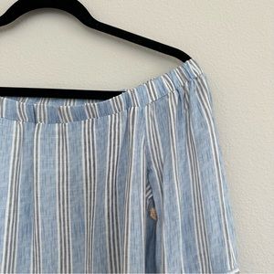 Striped Off Shoulder Bell Sleeve Top